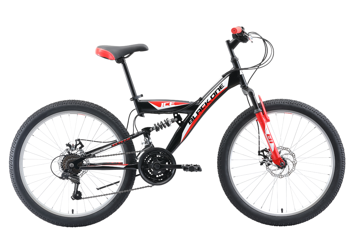 Велосипед Black One Ice FS 24 D (2019) чёрный/красный/белый
