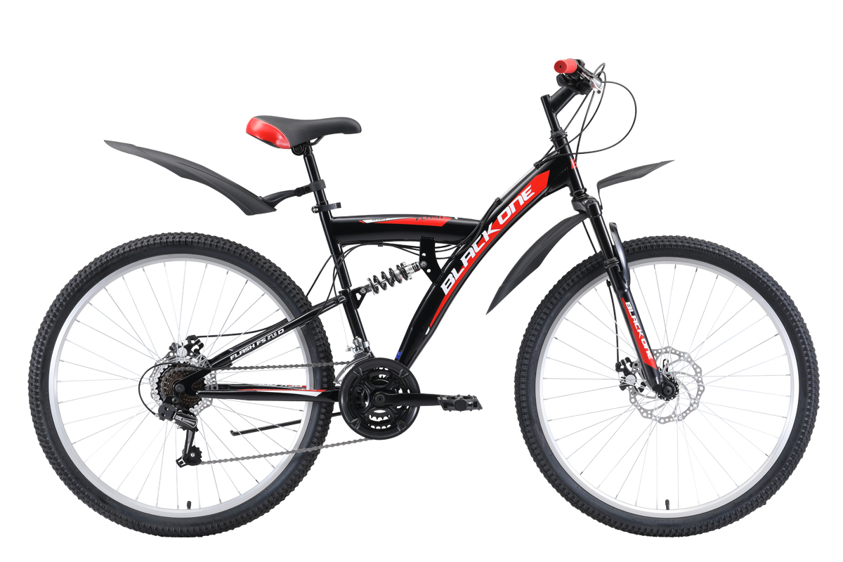 Велосипед Black One Flash FS 27.5 D (2020) чёрный/красный/белый