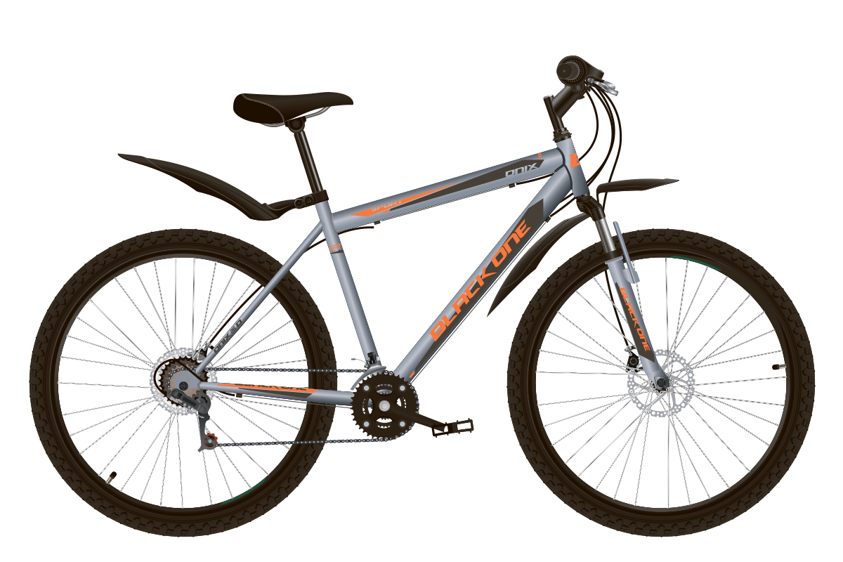 Велосипед Black One Onix 26 D (2020) серый/серый/оранжевый