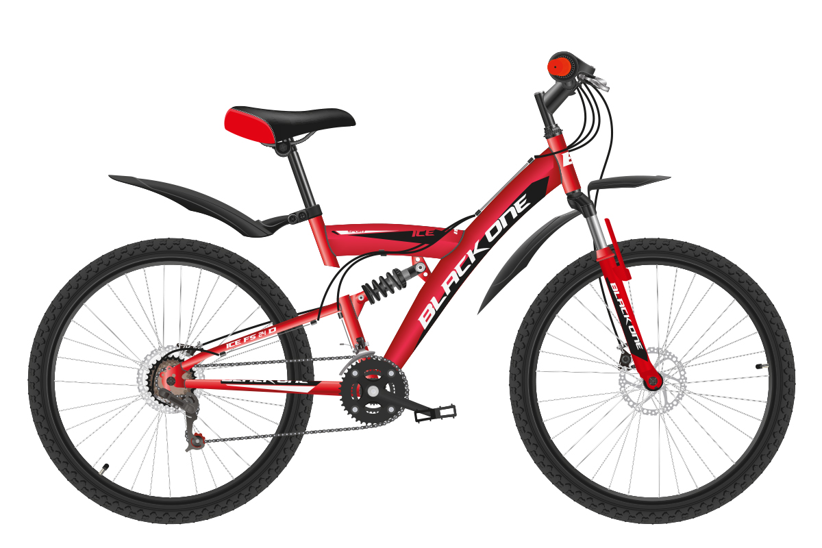 Велосипед Black One Ice FS 24 D (2020) красный/чёрный/белый