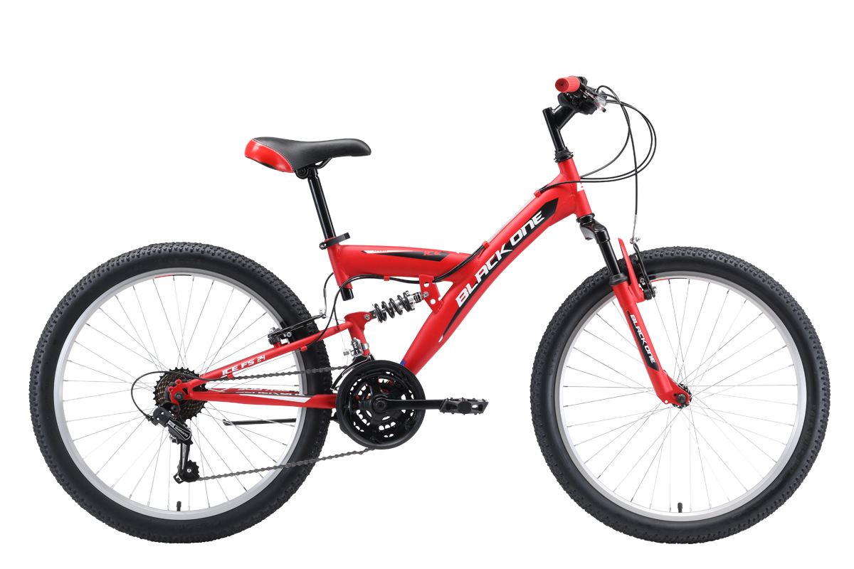 Велосипед Black One Ice FS 24 (2020) красный/белый/чёрный